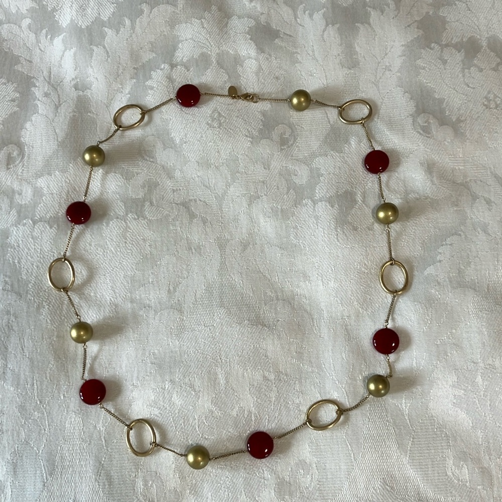 Lia Sophia Kiam Family Gold And Red Necklace